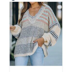 Women’s Lavender J Oversized Striped Sweater Size Small/medium NWT